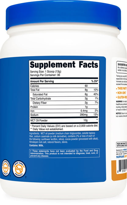 Nutricost Premium MCT Oil Powder Salted Caramel (1 lb) - Keto, Ketosis, Ketogenic Diet