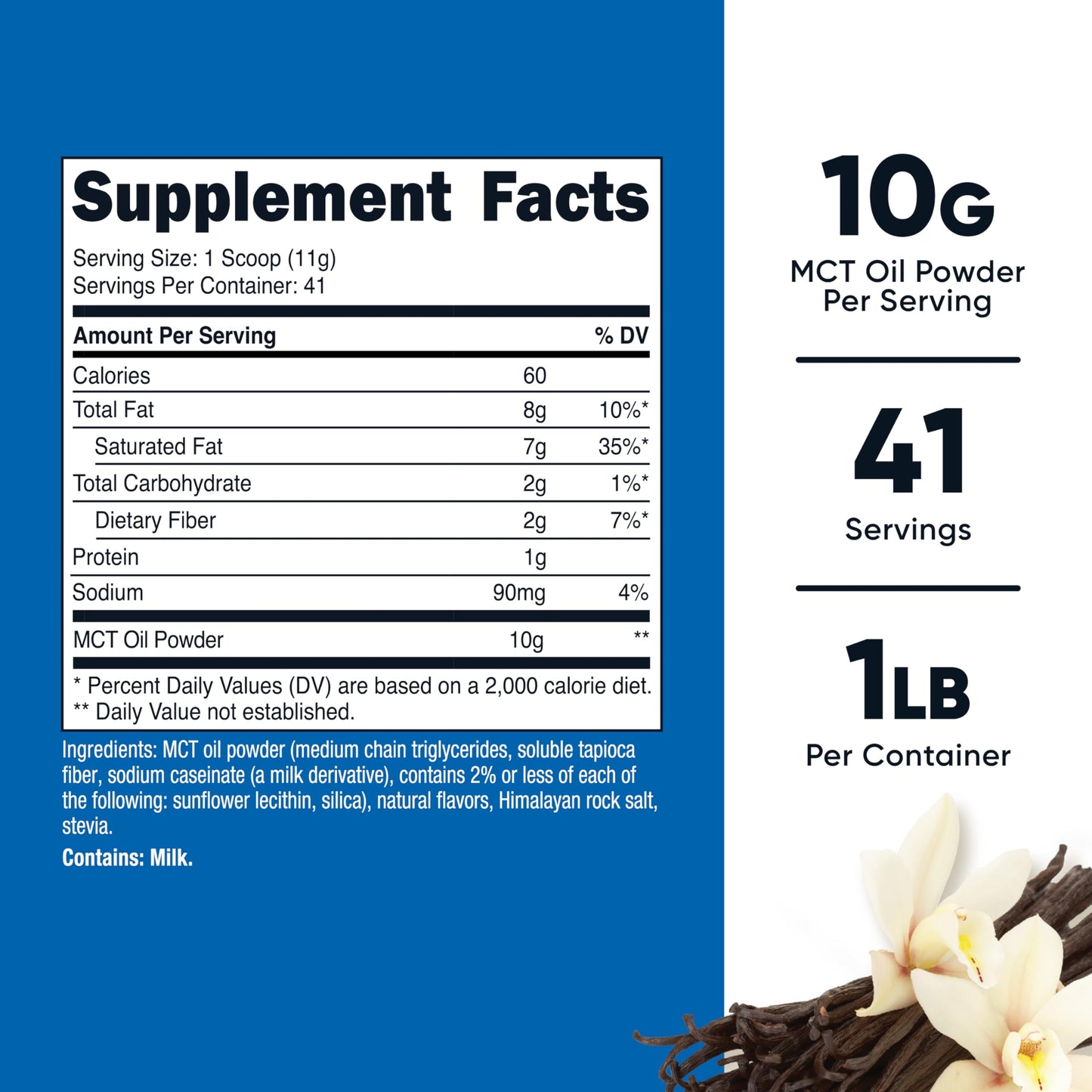 Nutricost Premium MCT Oil Powder Vanilla – 1LB | Keto, Zero Net Carbs, Non-GMO