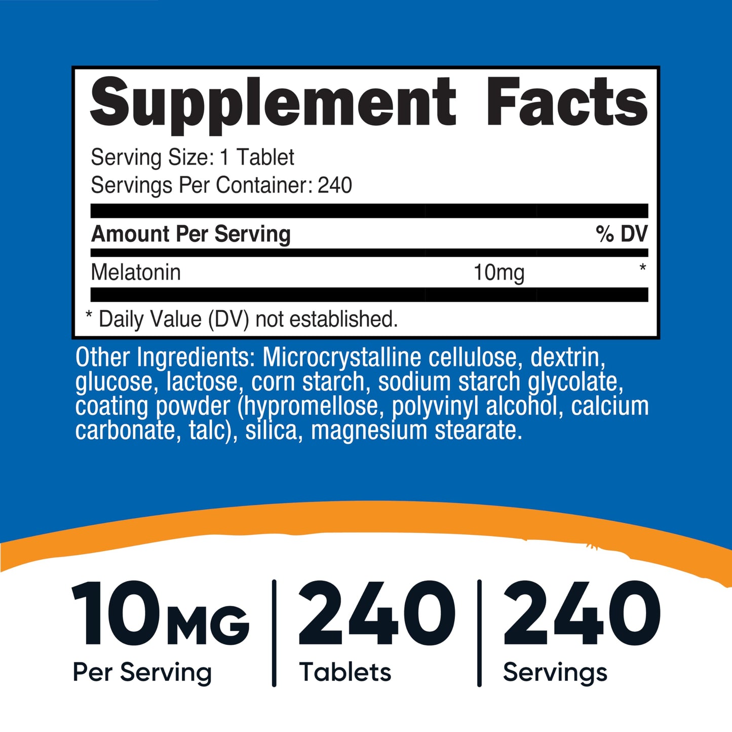 Nutricost Melatonin 10mg – 240 Tablets | Non-GMO, Gluten Free