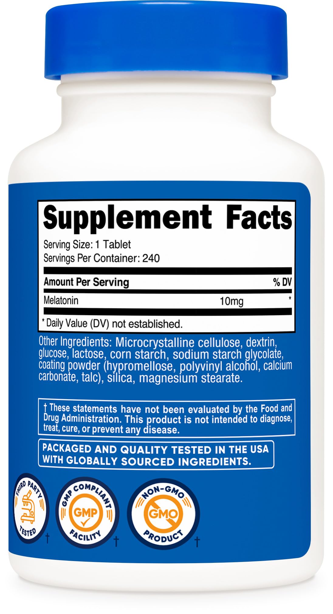 Nutricost Melatonin 10mg – 240 Tablets | Non-GMO, Gluten Free