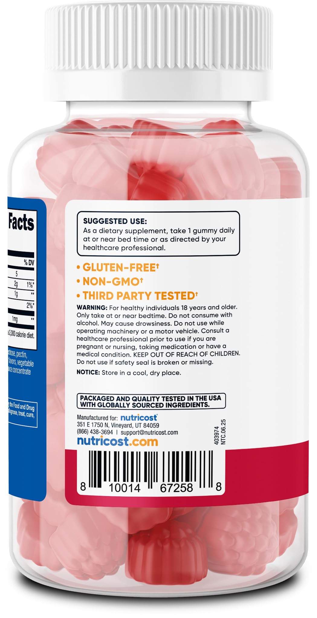 Nutricost Melatonin 1mg Gummies - 180 Strawberry Flavor | Gluten Free, Non-GMO, No Corn Syrup