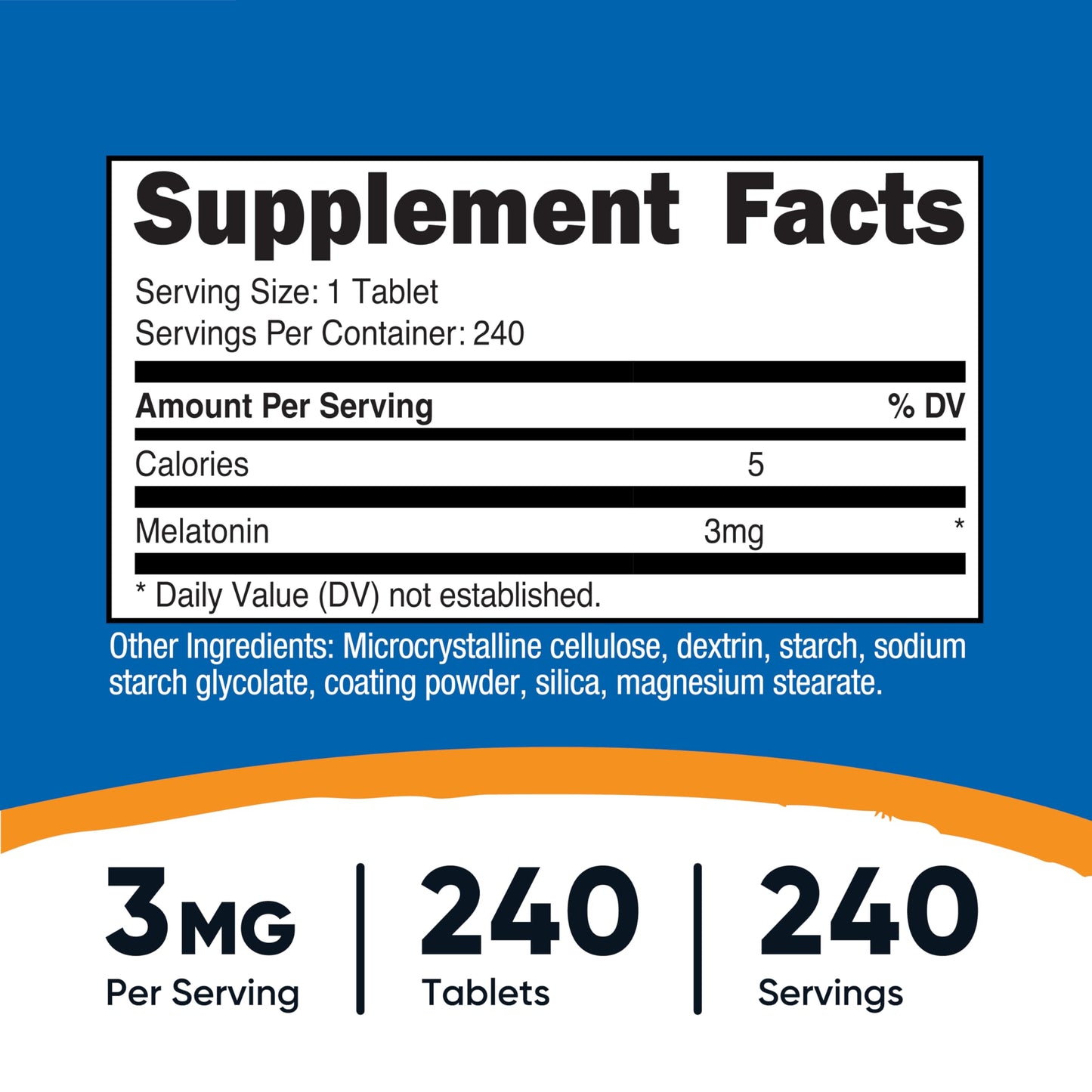 Nutricost Melatonin 3mg, 240 Tablets - Non-GMO, Gluten Free