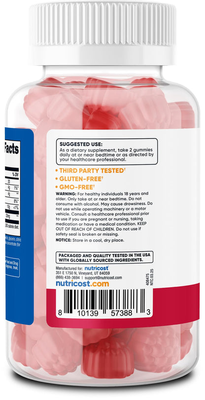 Nutricost Melatonin Gummies 20mg per Serving (180 Strawberry Flavored Gummies) - Gluten-Free