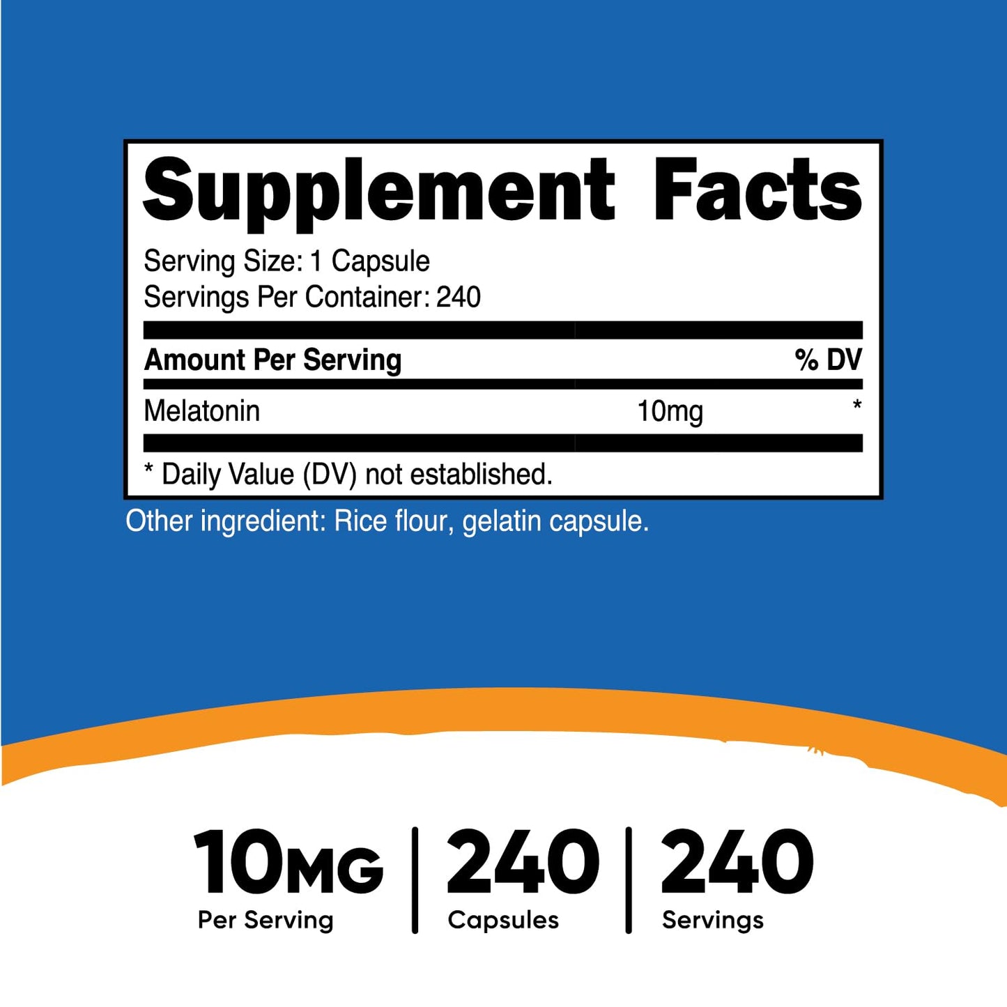 Nutricost Melatonin 10mg 240 Capsules - Non-GMO & Gluten Free