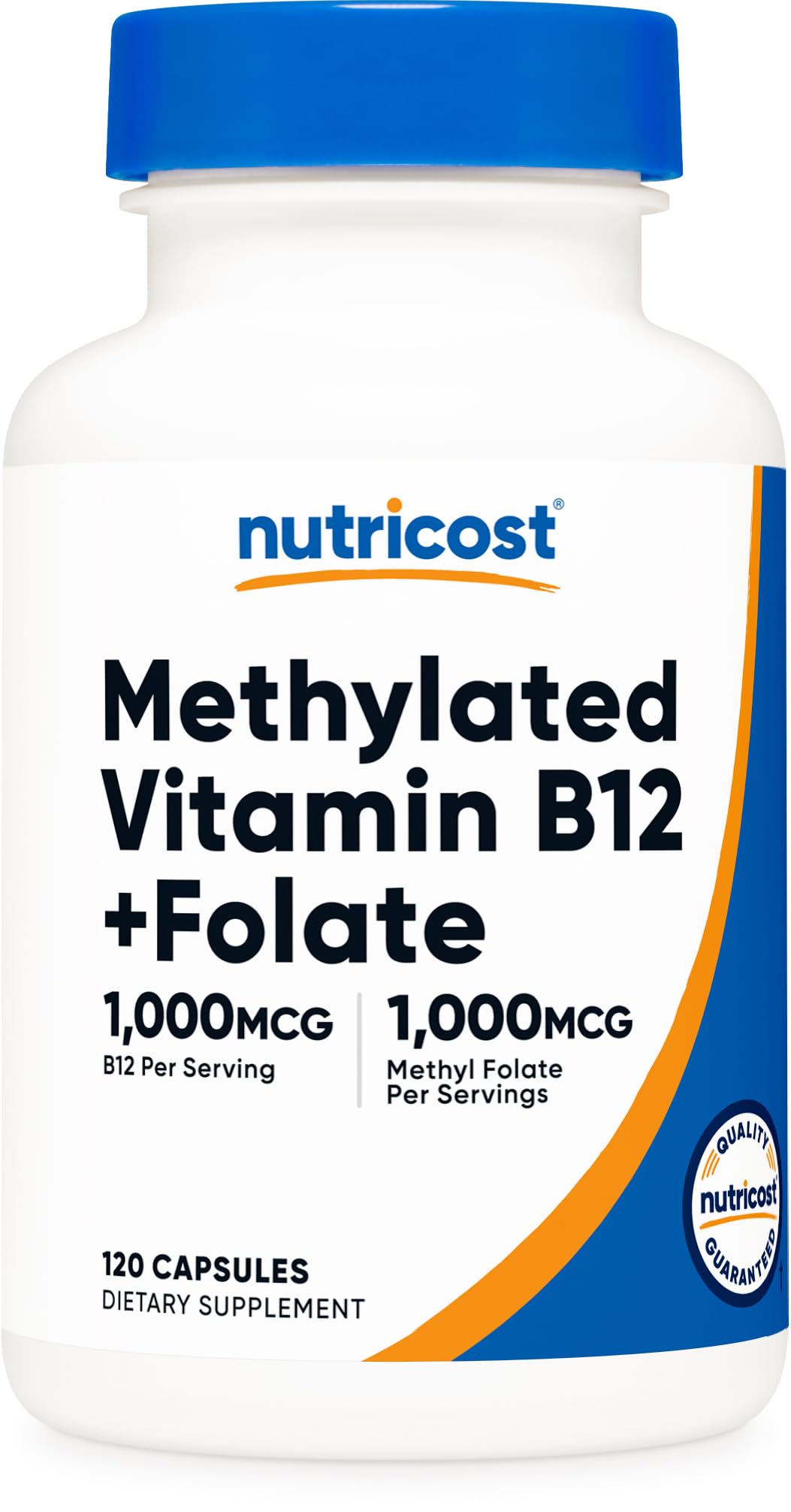 Nutricost Methylated B12 + Folate Supplement – 120 Caps, 1000 mcg B12 + 1000 mcg Methyl Folate, Gluten-Free