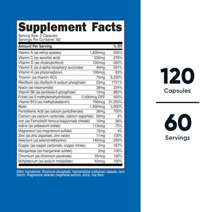 Nutricost Methylated Multivitamin – 120 Capsules, 60 Servings | 23 Vitamins & Minerals