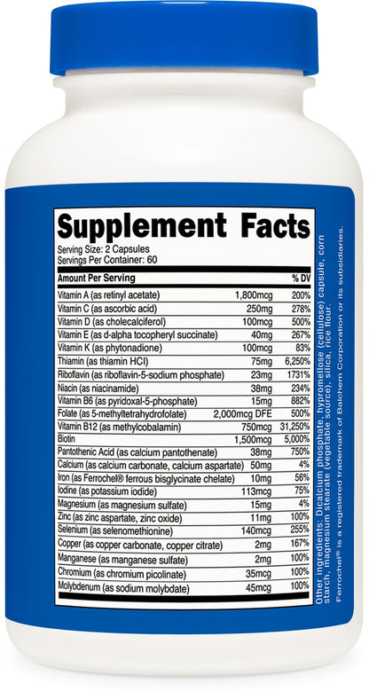 Nutricost Methylated Multivitamin – 120 Capsules, 60 Servings | 23 Vitamins & Minerals