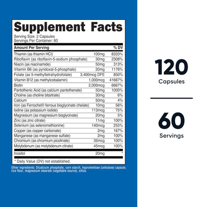 Nutricost Methylated Vitamin B Complex - 120 Capsules, 60 Servings, Gluten-Free