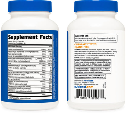 Nutricost Methylated Vitamin B Complex - 120 Capsules, 60 Servings, Gluten-Free