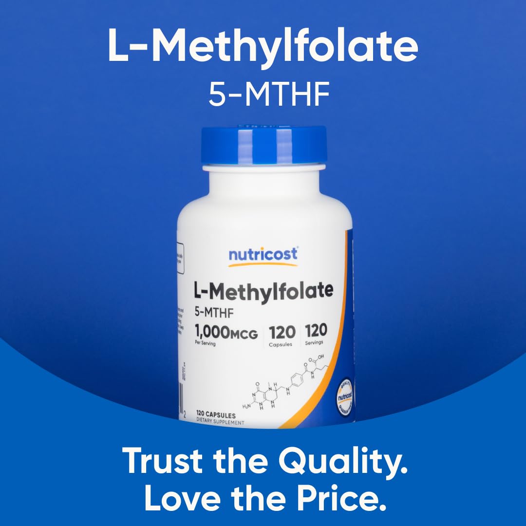 Nutricost Methylfolate 1000mcg - 120 Veg Capsules - Gluten Free, Non-GMO