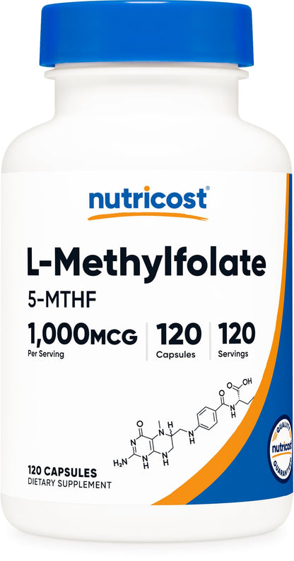 Nutricost Methylfolate 1000mcg - 120 Veg Capsules - Gluten Free, Non-GMO