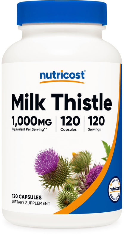 Nutricost Milk Thistle 1000mg - 120 Veg Capsules | 4:1 Extract, Vegan, Non-GMO, Gluten Free
