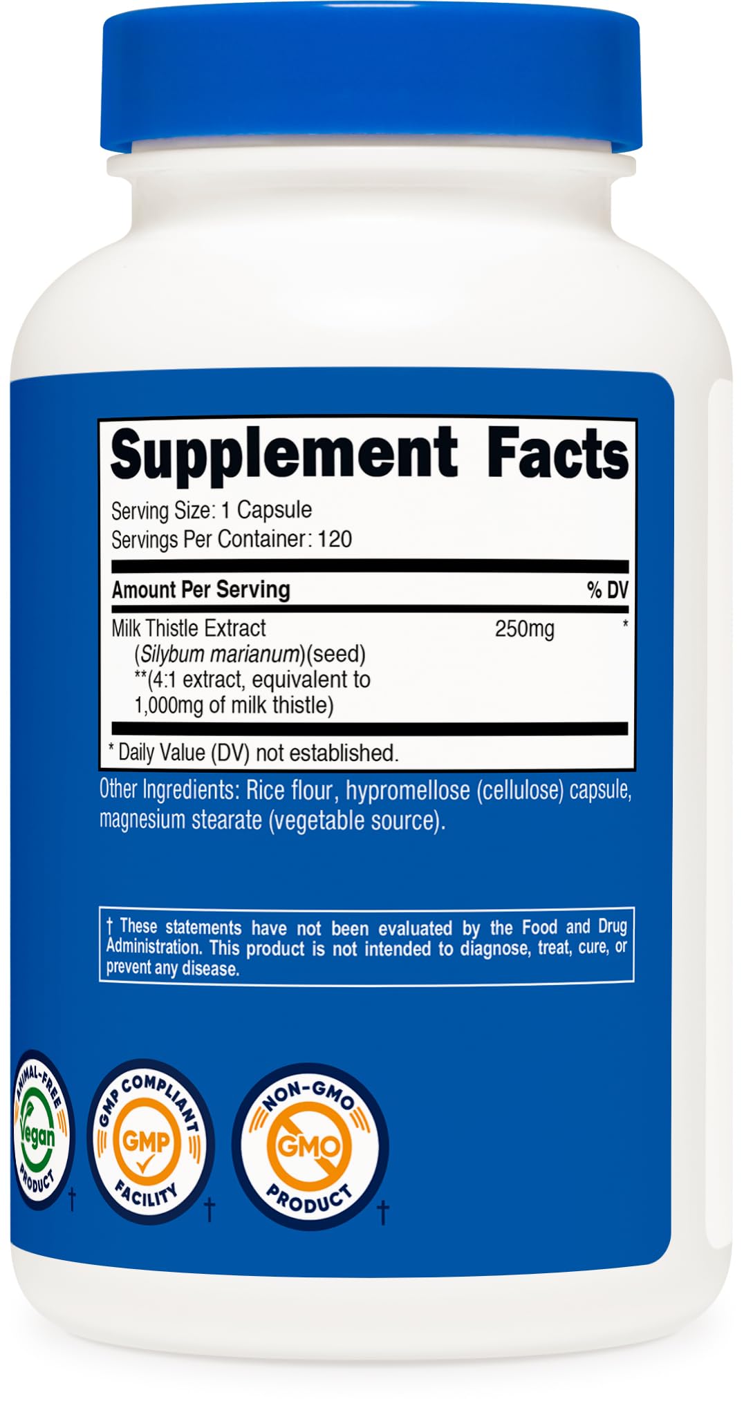 Nutricost Milk Thistle 1000mg - 120 Veg Capsules | 4:1 Extract, Vegan, Non-GMO, Gluten Free
