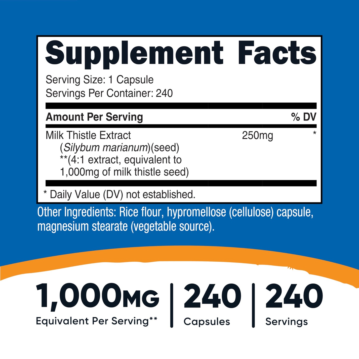 Nutricost Milk Thistle 1,000mg Equivalent - 240 Capsules | 4:1 Extract, Vegan, Non-GMO & Gluten Free