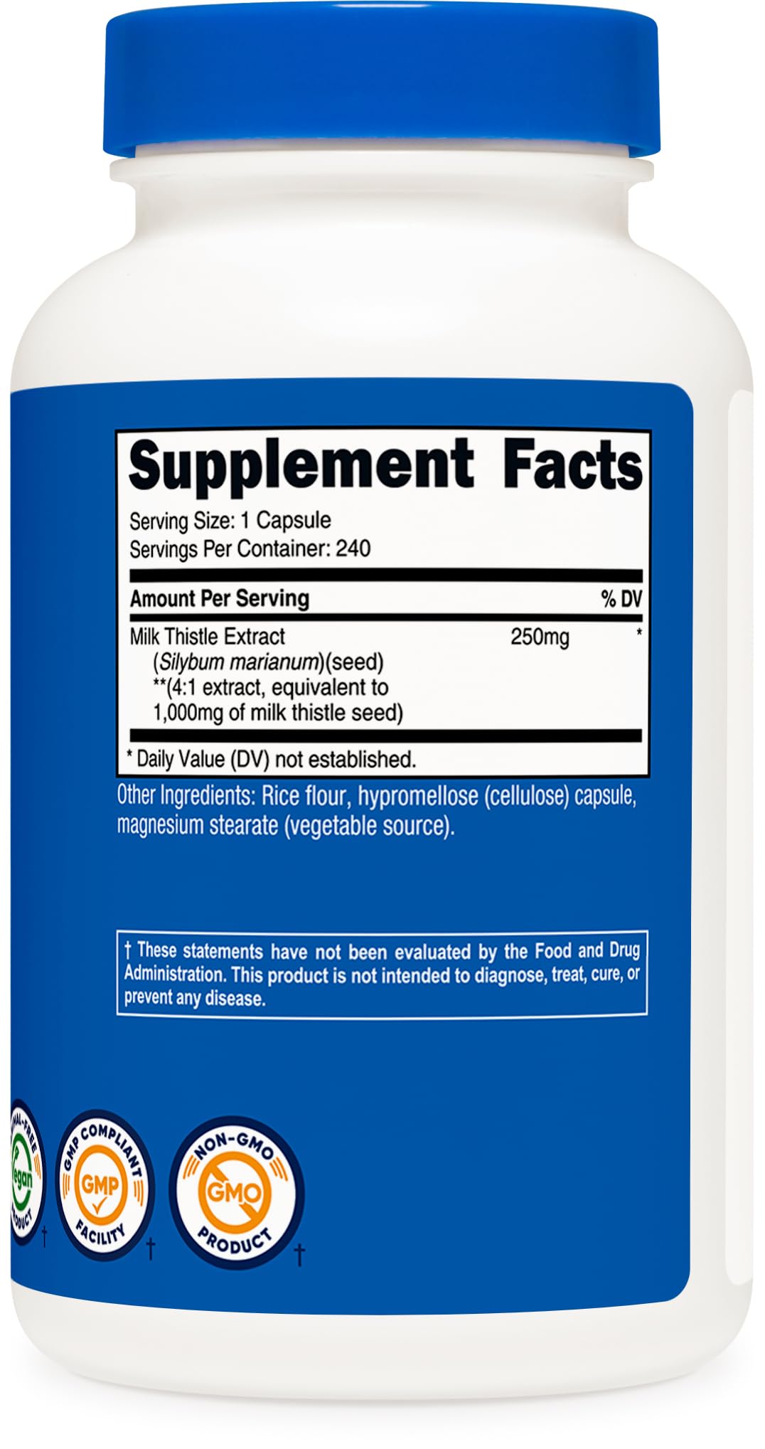 Nutricost Milk Thistle 1,000mg Equivalent - 240 Capsules | 4:1 Extract, Vegan, Non-GMO & Gluten Free