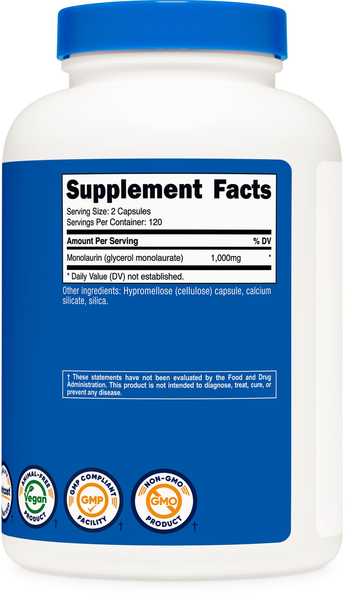 Nutricost Monolaurin 1000 mg – 120 Servings (240 Capsules) – Gluten-Free, Non-GMO, Vegan