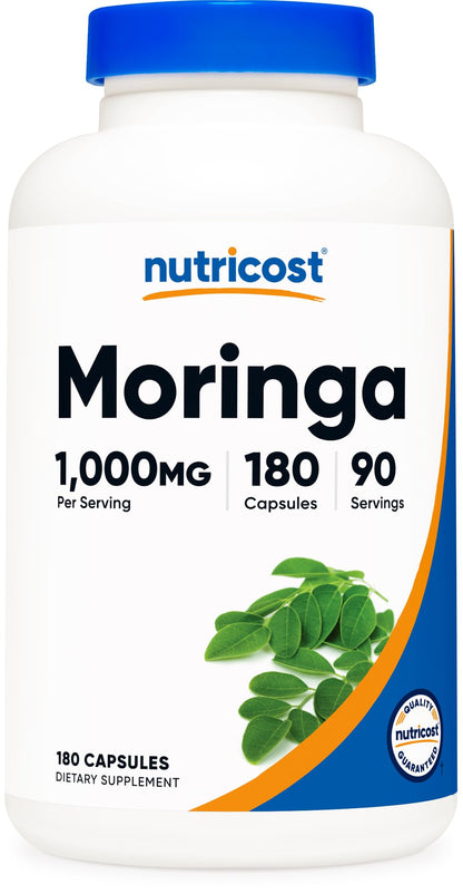 Nutricost Moringa Capsules 500mg – 180 Capsules (90 Servings) | Vegetarian, Non-GMO, Gluten Free, Soy Free