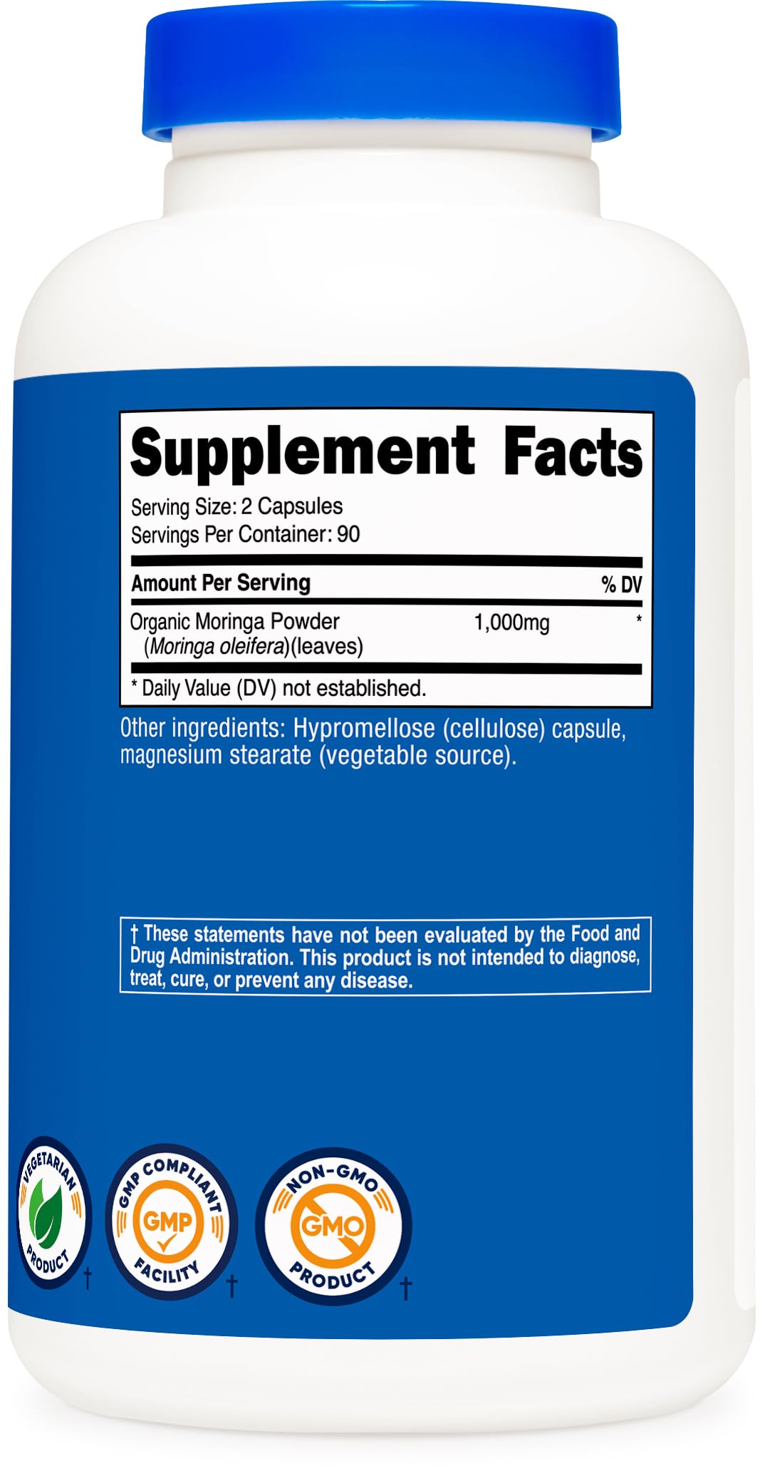 Nutricost Moringa Capsules 500mg – 180 Capsules (90 Servings) | Vegetarian, Non-GMO, Gluten Free, Soy Free