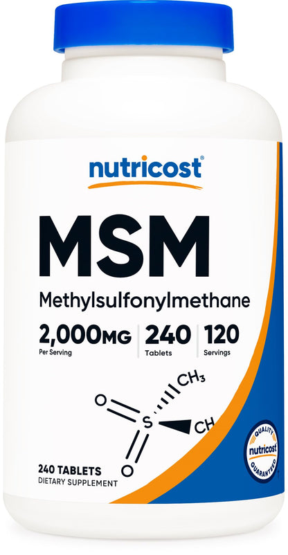 Nutricost MSM Tablets 2000mg per Serving – 120 Servings, 240 Tablets | Non-GMO & Gluten Free