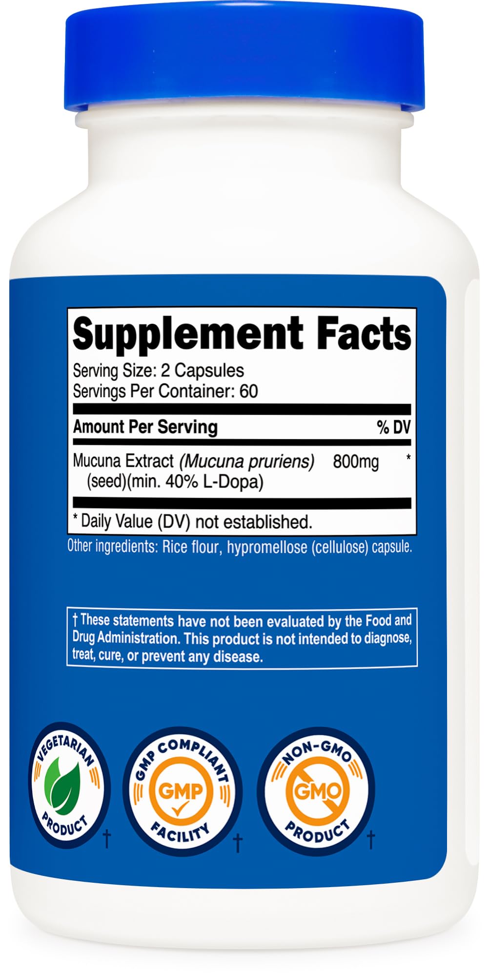 Nutricost Mucuna Pruriens 400mg Capsules - 800mg/Serving, Veggie Caps (Pack of 2)