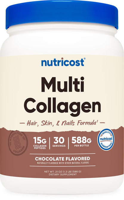 Nutricost Multi Collagen + Beauty & Protein Powder – Milk Chocolate, 30 Servings