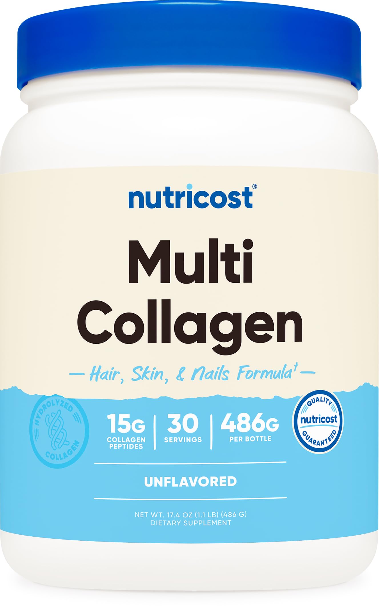 Nutricost Multi Collagen Protein Complex - Unflavored, 30 Servings | Biotin & Hyaluronic Acid