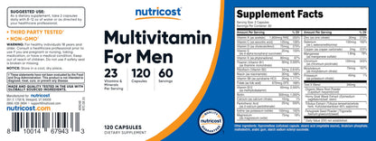 Nutricost Multivitamin for Men - 120 Capsules | Men's Health Vitamins