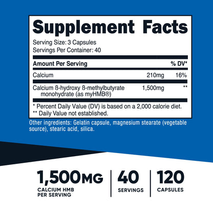 Nutricost myHMB Capsules 1,500MG - 120 Caps | Performance Line