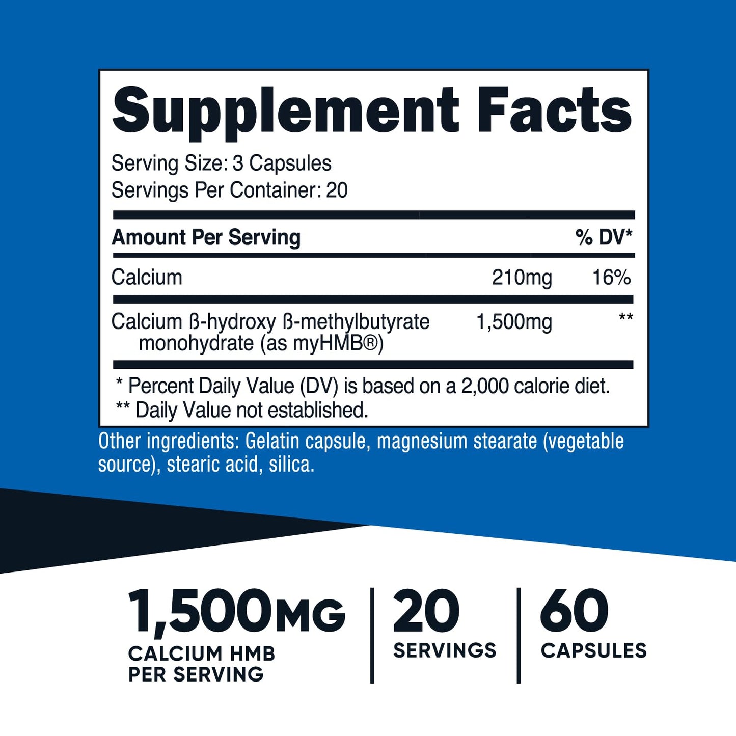Nutricost myHMB Capsules 1,500MG Calcium HMB Monohydrate – 60/120 Capsules