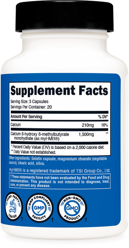 Nutricost myHMB Capsules 1,500MG Calcium HMB Monohydrate – 60/120 Capsules