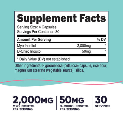 Nutricost Myo Inositol & D-Chiro Inositol 2000mg – 120 Veggie Capsules for Women
