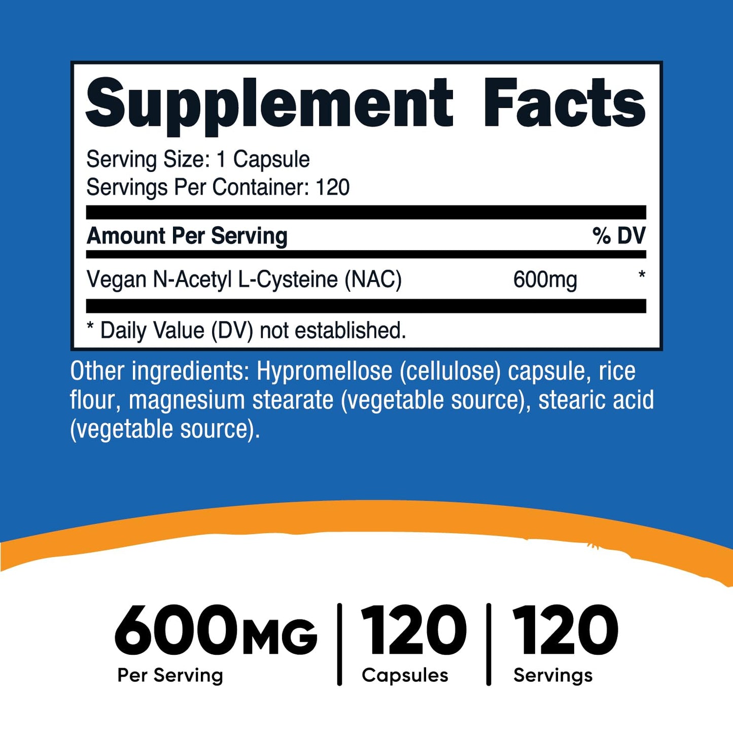 Nutricost N-Acetyl L-Cysteine (NAC) 600mg - 120 Vegan Capsules | Non-GMO, Gluten Free