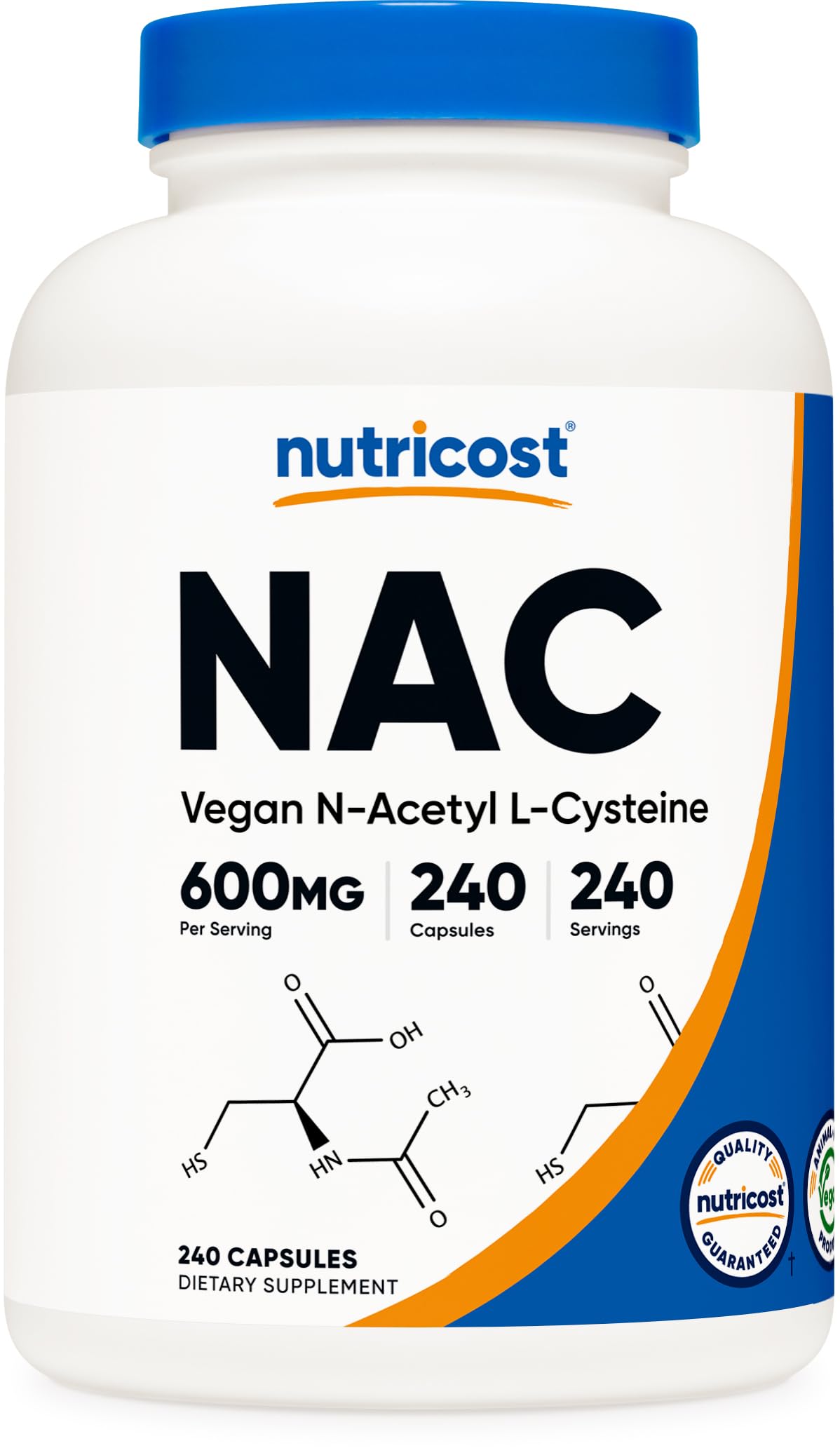 Nutricost N-Acetyl L-Cysteine (NAC) 600mg | 240 Vegetarian Capsules | Vegan, Non-GMO, Gluten Free
