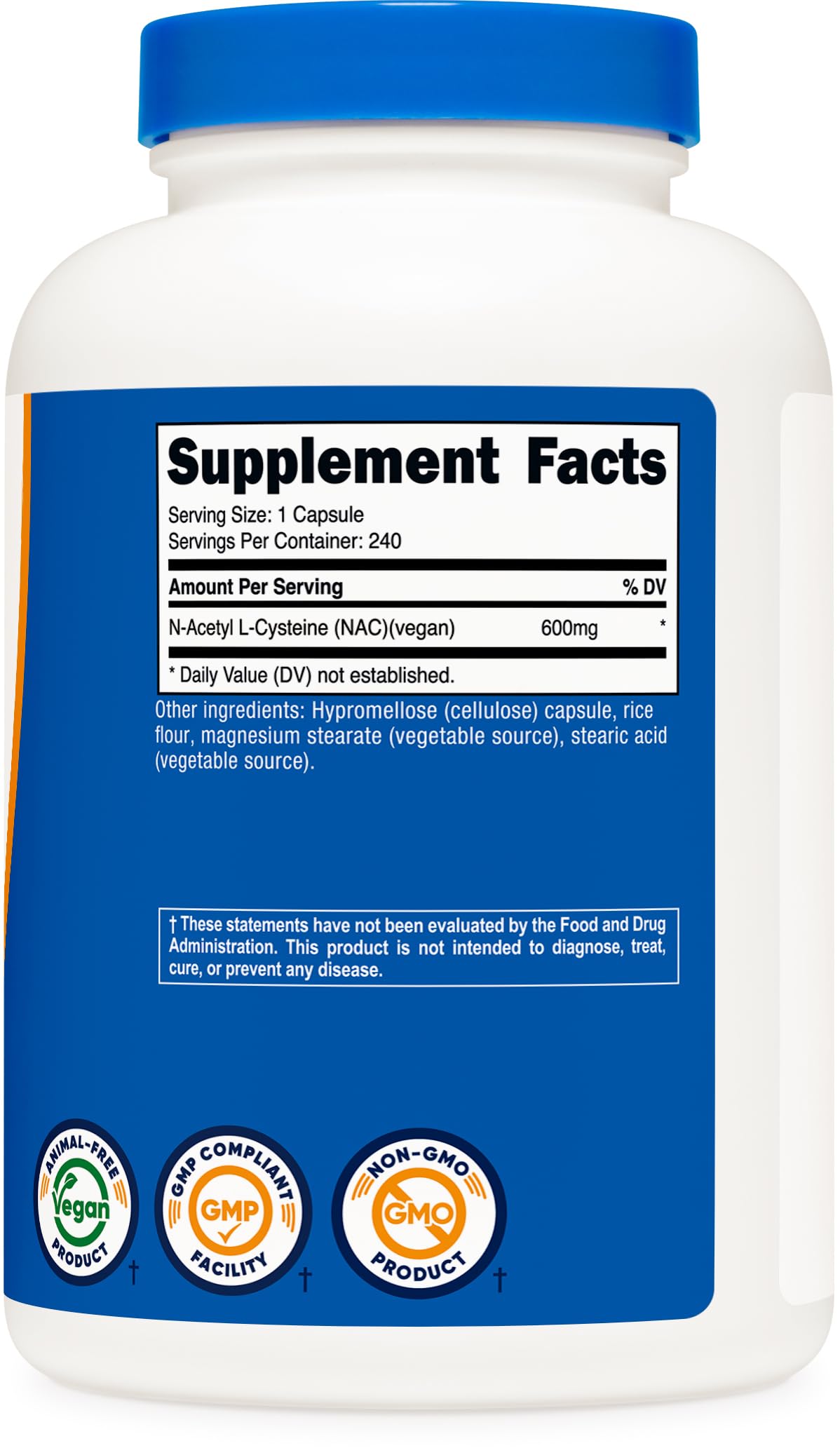 Nutricost N-Acetyl L-Cysteine (NAC) 600mg | 240 Vegetarian Capsules | Vegan, Non-GMO, Gluten Free