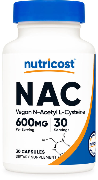 Nutricost NAC 600mg - 30 Vegan Capsules | GMO Free, Gluten Free