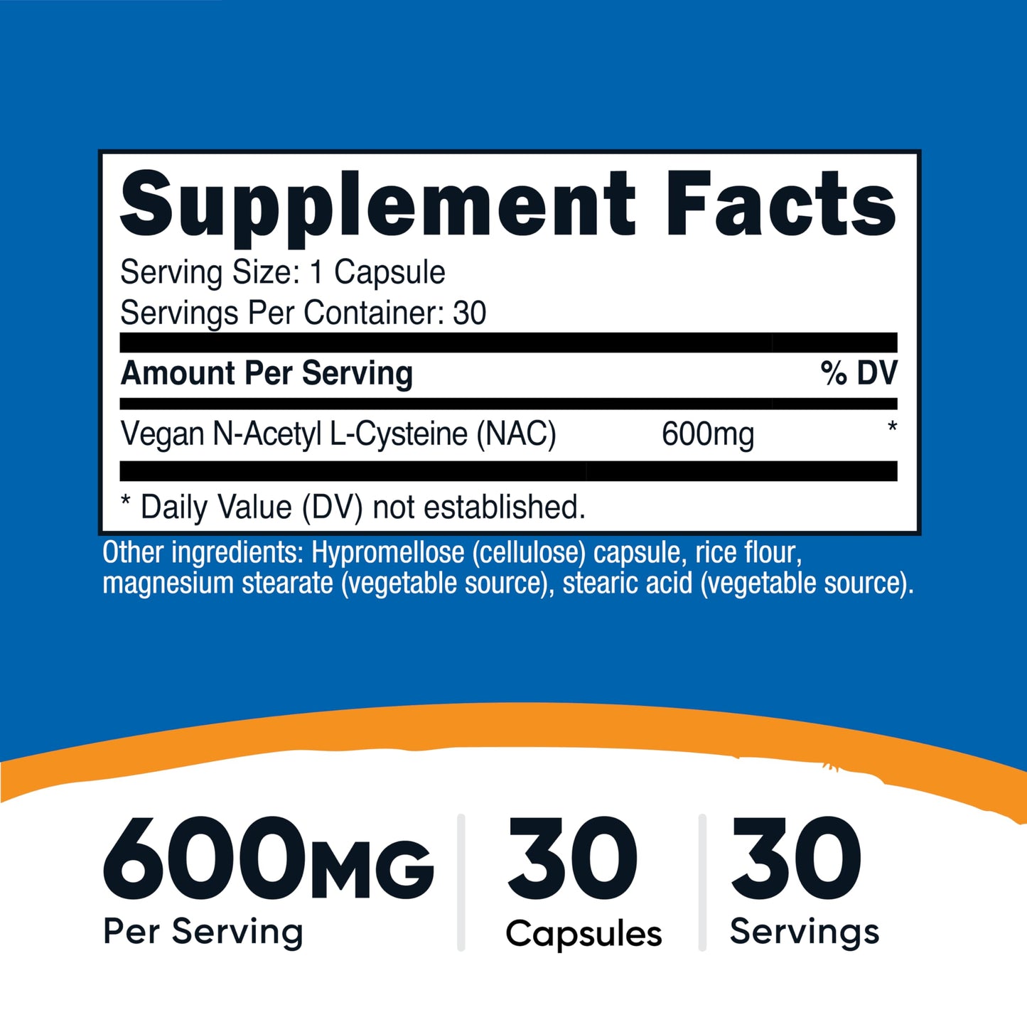 Nutricost NAC 600mg - 30 Vegan Capsules | GMO Free, Gluten Free