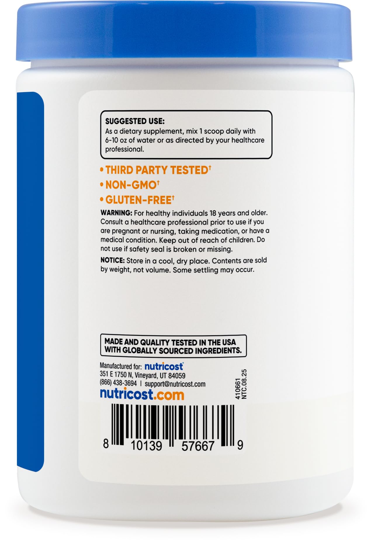 Nutricost NAC + Glycine Powder (250g) Unflavored – 62 Servings, 2000mg NAC + 2000mg Glycine