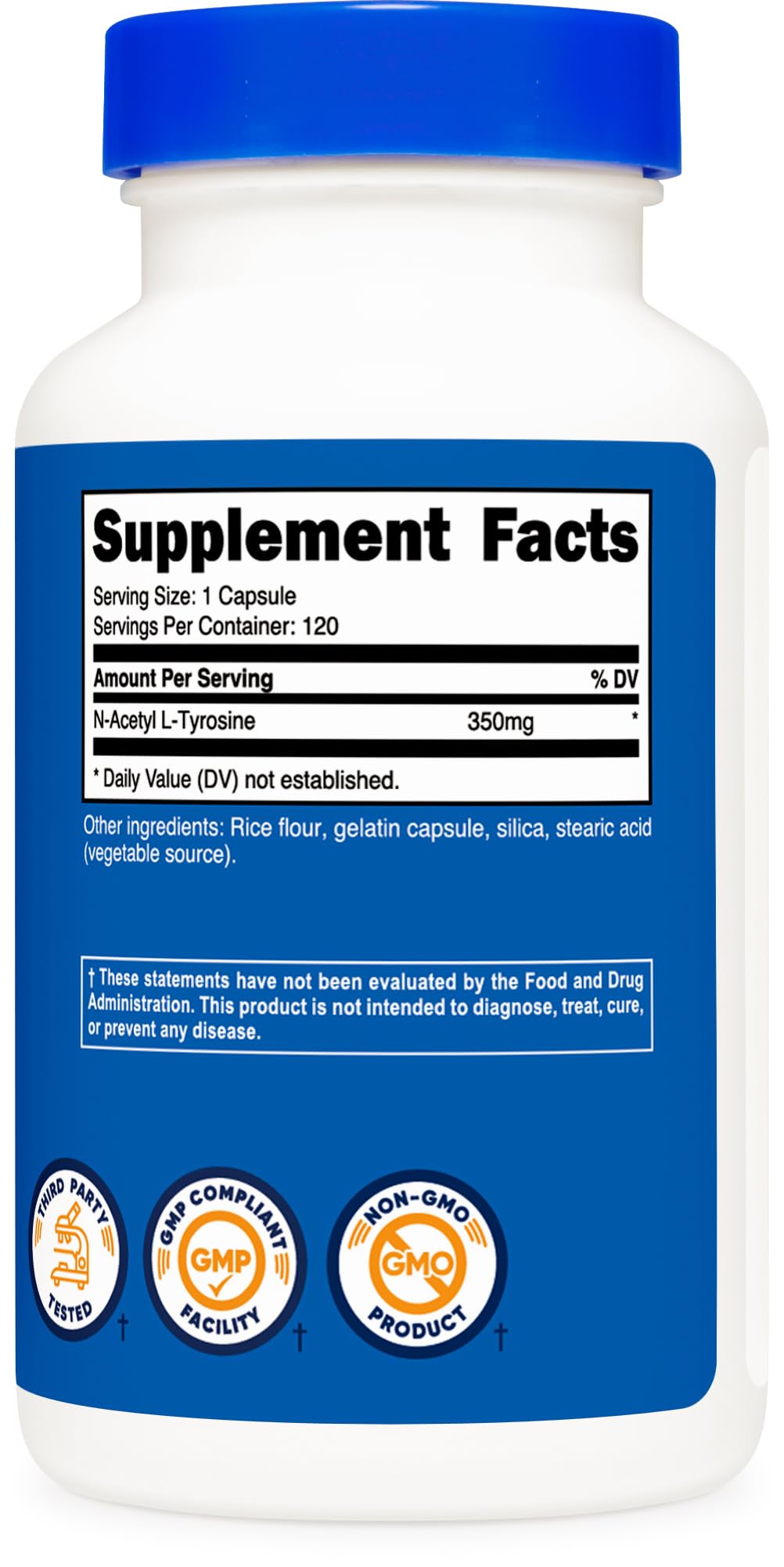 Nutricost N-Acetyl L-Tyrosine (NALT) 350mg – 120 Capsules | Gluten Free, Non-GMO