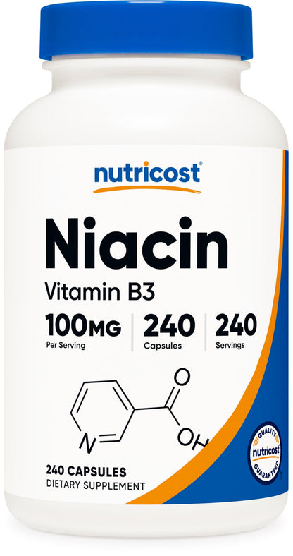 Nutricost Niacin 100mg – 240 Capsules | Gluten Free, Non-GMO