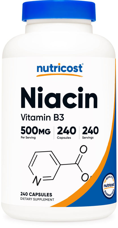 Nutricost Niacin (Vitamin B3) 500mg, 240 Capsules - Non-GMO, Gluten Free