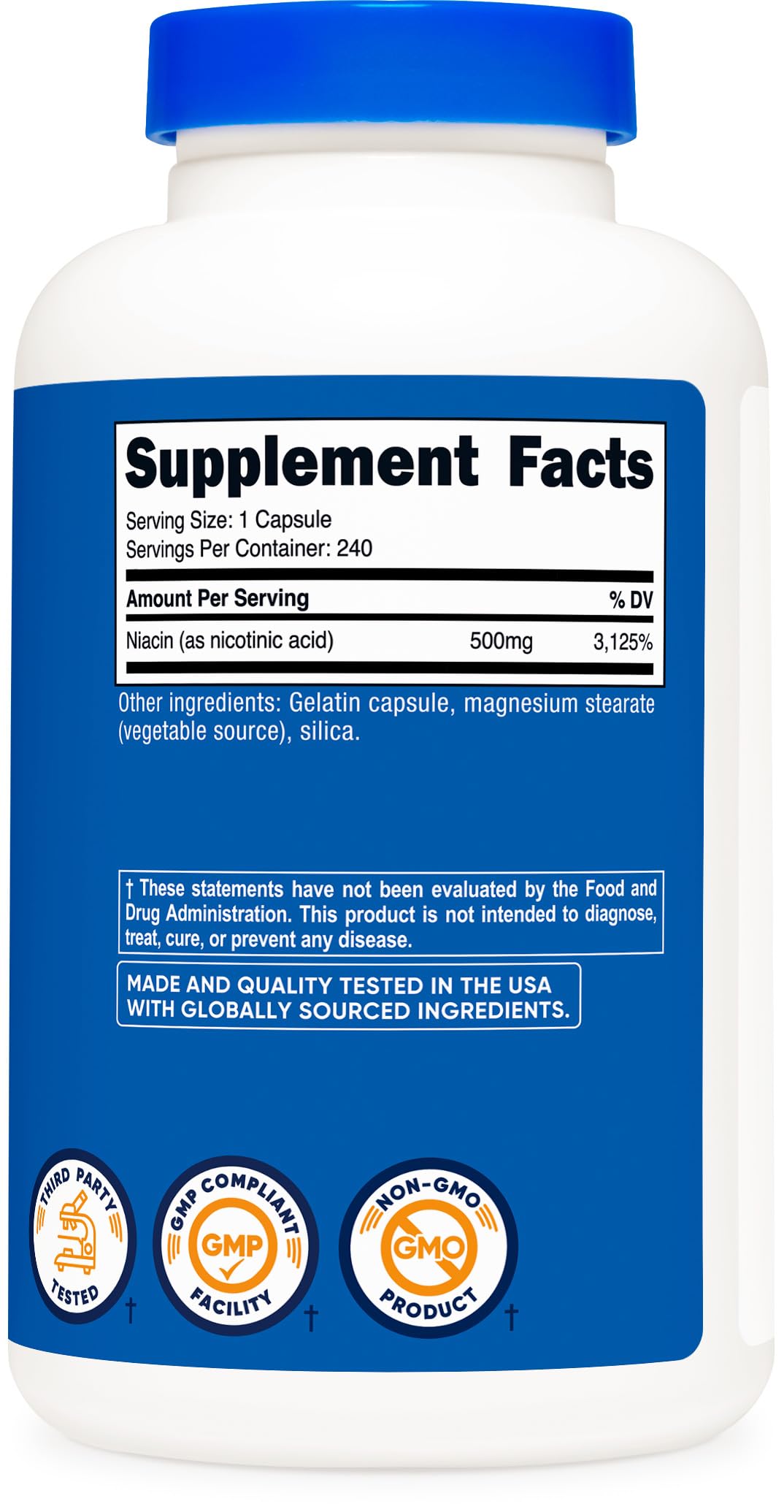 Nutricost Niacin (Vitamin B3) 500mg, 240 Capsules - Non-GMO, Gluten Free