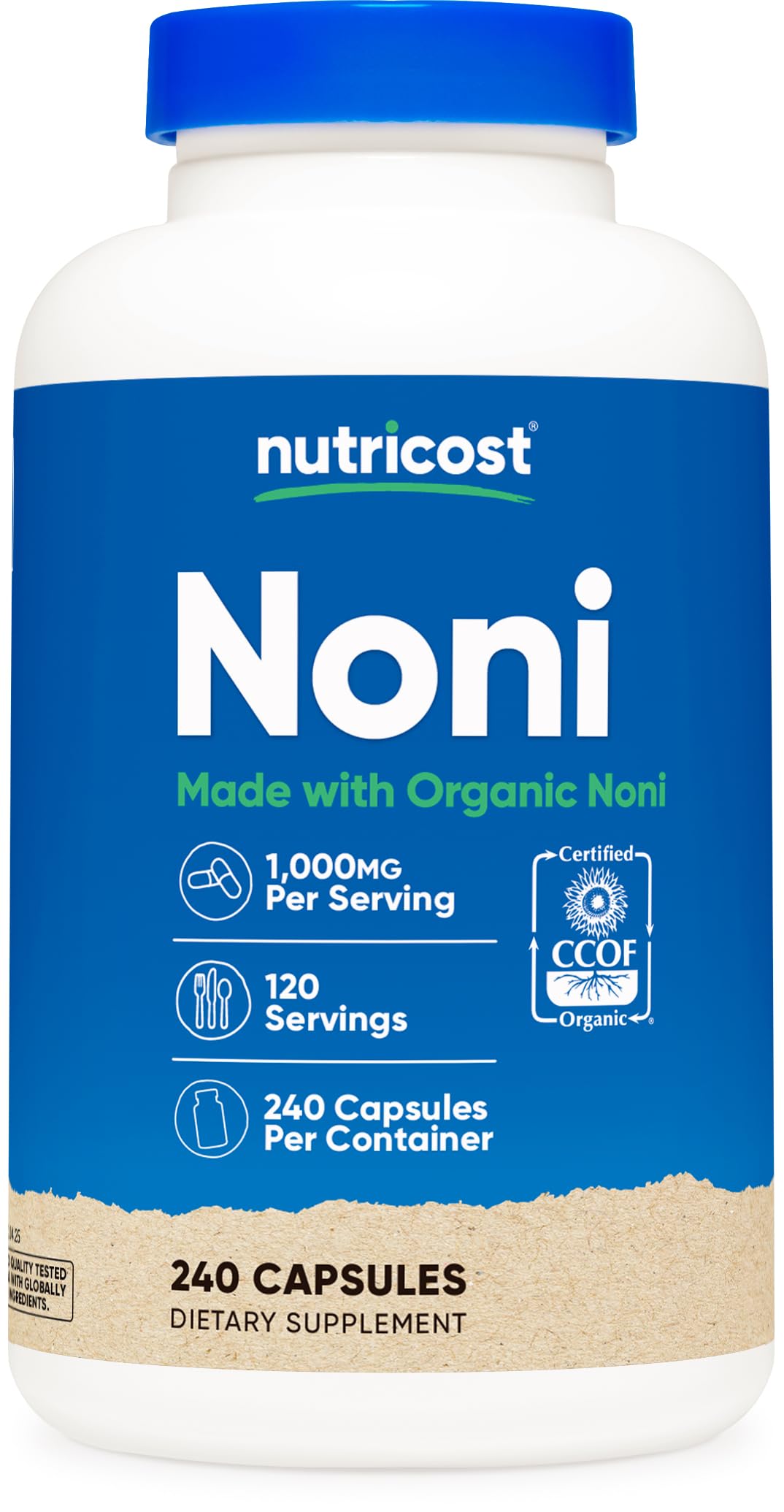 Nutricost Noni Capsules 500mg - 240 Count | CCOF Certified Organic Noni, Non-GMO, Gluten Free, Made in USA