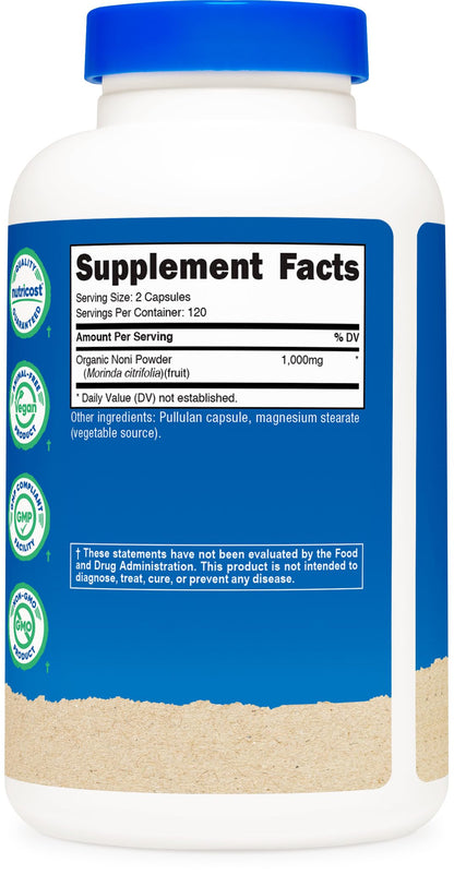 Nutricost Noni Capsules 500mg - 240 Count | CCOF Certified Organic Noni, Non-GMO, Gluten Free, Made in USA
