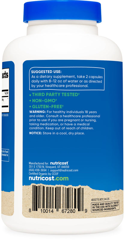 Nutricost Noni Capsules 500mg - 240 Count | CCOF Certified Organic Noni, Non-GMO, Gluten Free, Made in USA