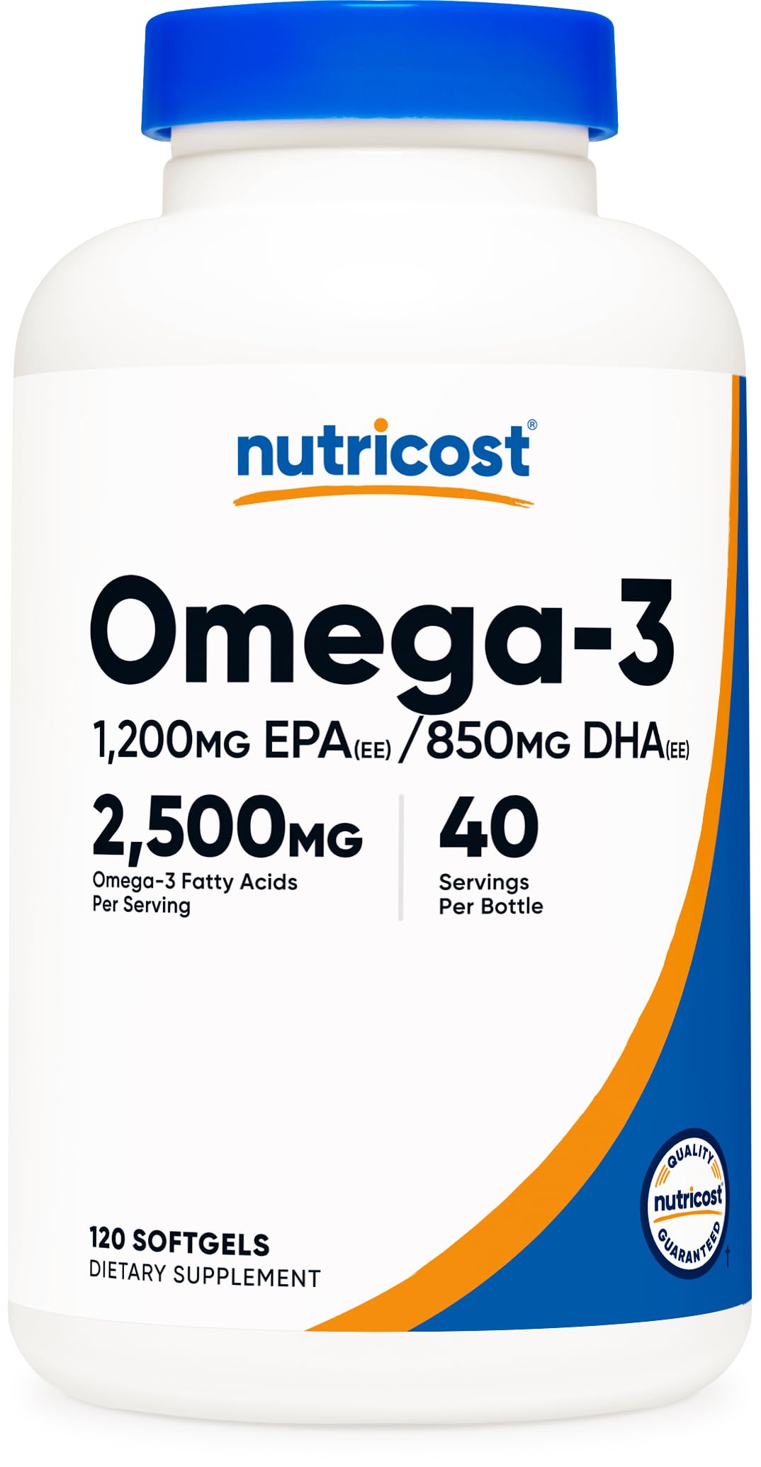 Nutricost Omega-3 Fish Oil 2500mg – 120 Softgels | Wild-Caught, Non-GMO, Gluten Free