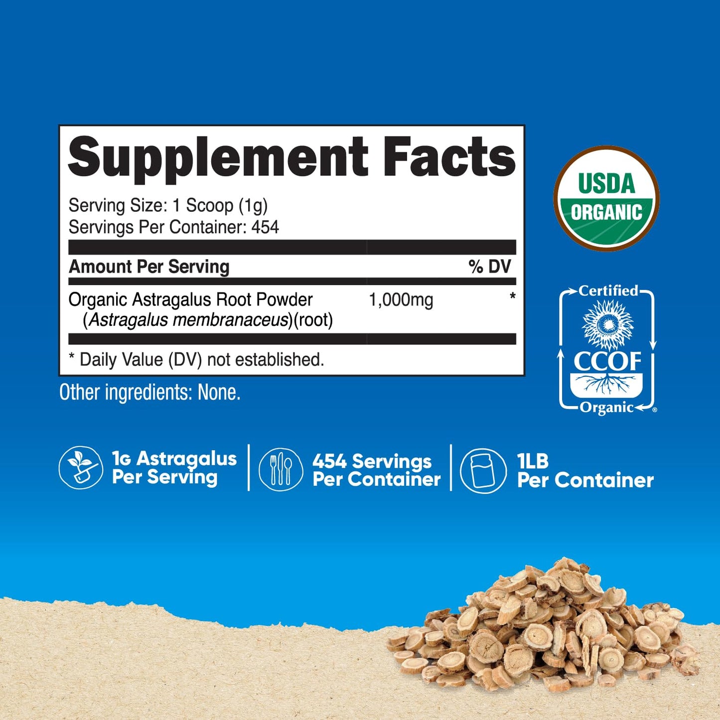 Nutricost Organic Astragalus Root Powder 1LB | Gluten Free, Non-GMO, Vegetarian