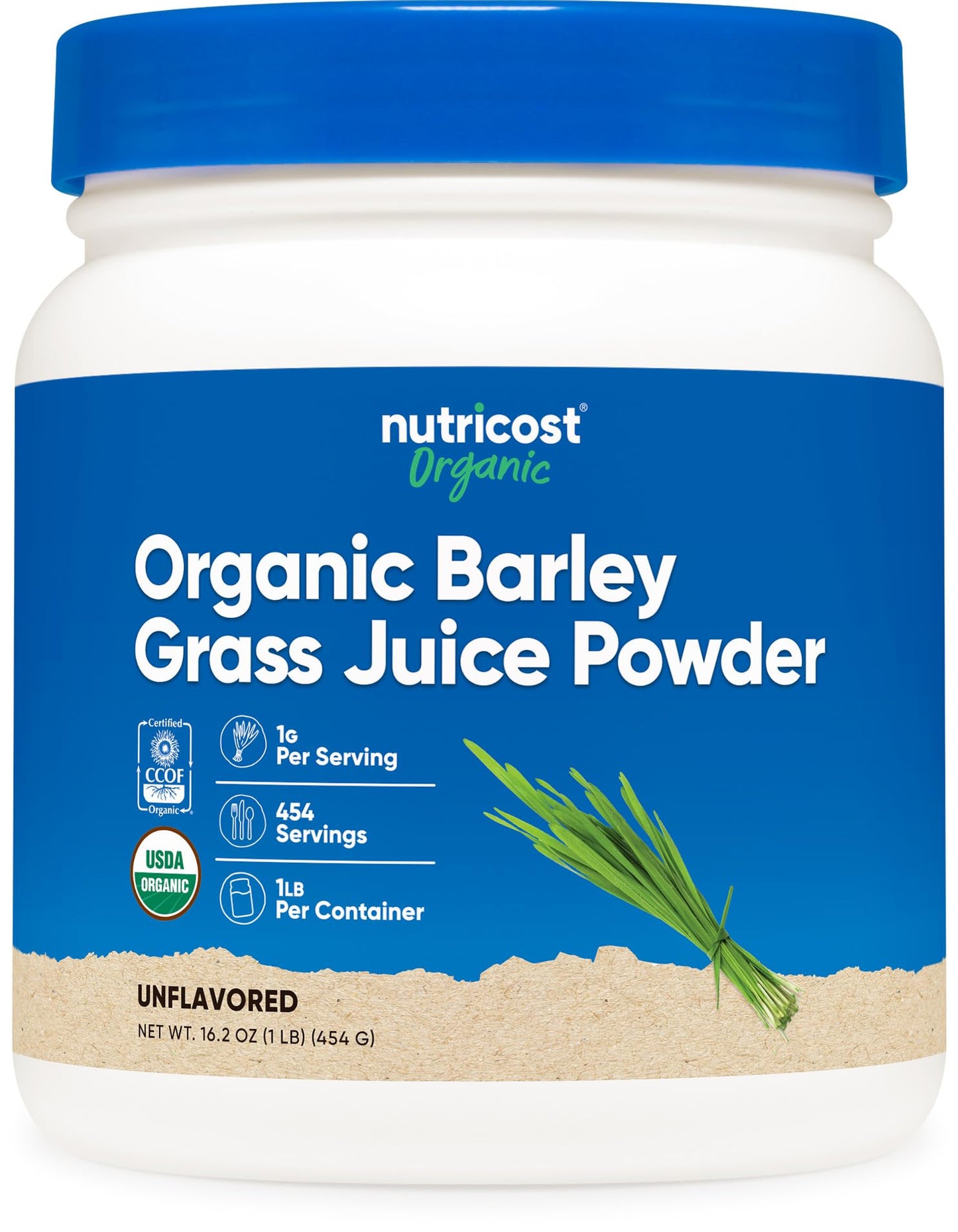 Nutricost Organic Barley Grass Juice Powder (1 lb) - Unflavored, Gluten-Free & Vegan
