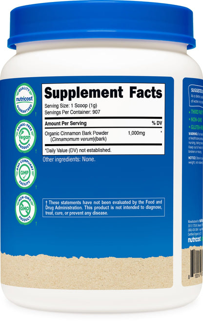 Nutricost Organic Ceylon Cinnamon Powder (2 pounds) - Vegan, Gluten-Free, GMO-Free