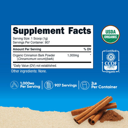 Nutricost Organic Ceylon Cinnamon Powder (2 pounds) - Vegan, Gluten-Free, GMO-Free