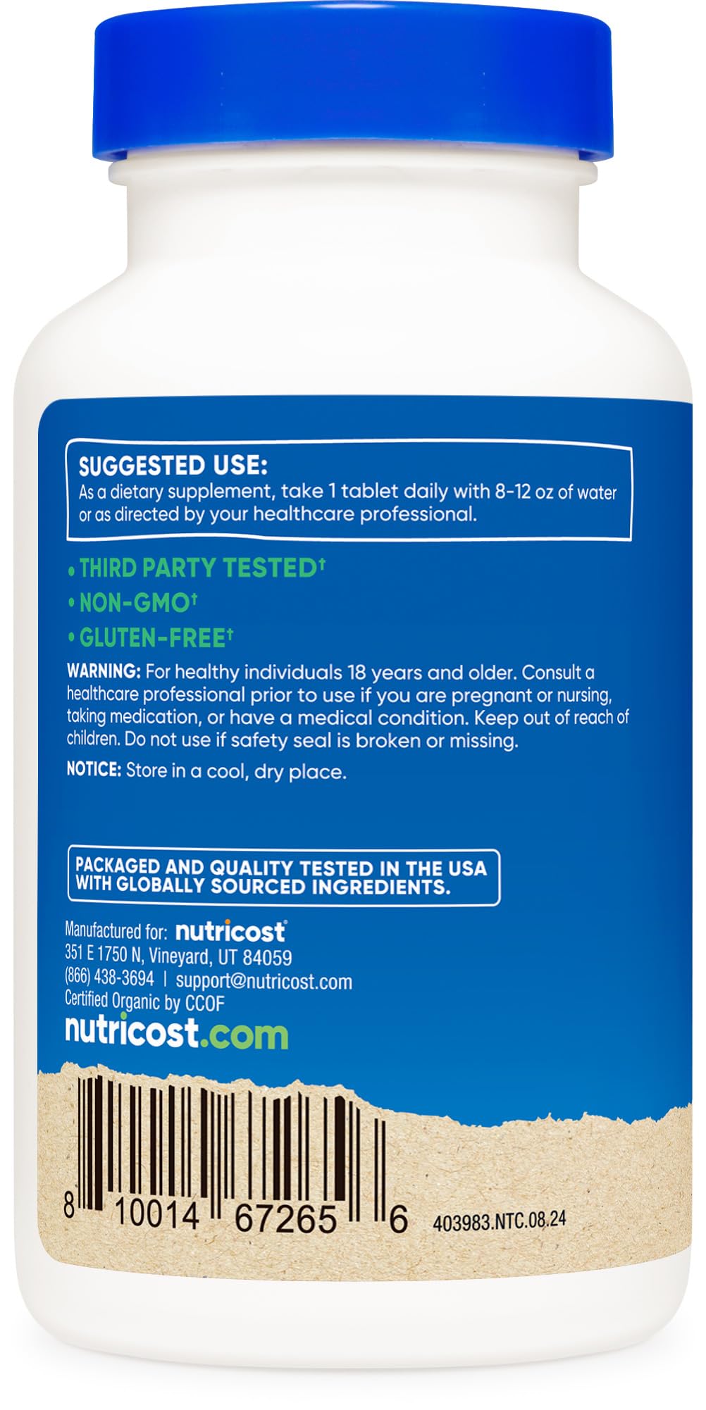 Nutricost Organic Chlorella 500mg – 240 Tablets, Gluten Free & Non-GMO